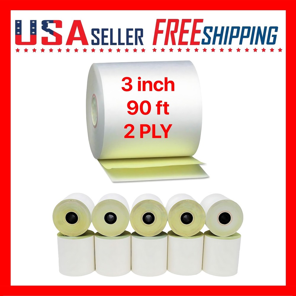 3″ x 90 ft 2 Ply Bond Paper Kitchen Receipt Printers POS 3 inch x 10Rolls