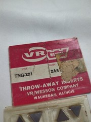 NOS Qty 8 VR Wesson Carbine Indexable Inserts TNG-221 Grade 2A5 (B1)