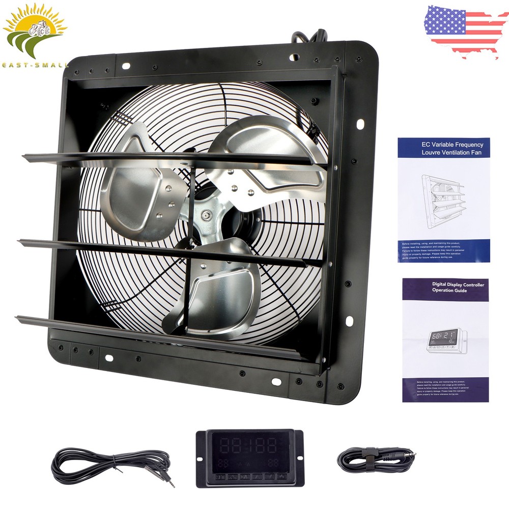 14″ Wall Mounted Shutter Exhaust Fan Automatic Shutter Temperature and Humidit