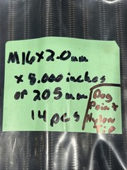 🔥M16 X 2.0mm X 8.000”/205mm Threaded Rod Screw W/ Dog Point Nylon Tip, New🇺🇸