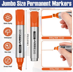 Fuutreo 10 Pack Jumbo Permanent Markers Bulk Large Chisel Tip Permanent Markers