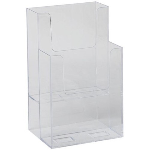 Dazzling Displays Clear Acrylic 2-Tier 4″ x 9″ Countertop Brochure Holder