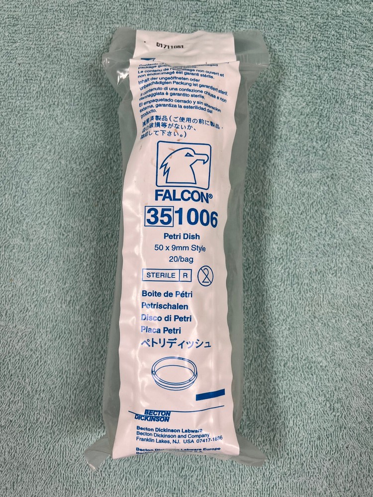 Falcon 351006 Petri Dish 50 x 9mm 20/bag Sterile Becton Dickinson Labware USA