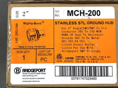Bridgeport MCH-200 Grounding Hub 2″ Stainless Steel w/ O-Ring 350-750 MCM Copper