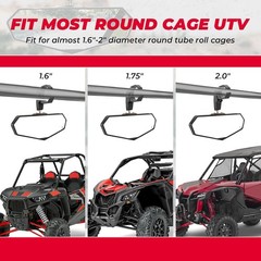 KEMIMOTO UTV Rear View Mirror, SXS Center Mirror Fits for 1.6″-2″ Roll Bar Cages