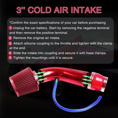 3 Inch Universal Cold Air Intake Pipe Kit High Flow Performance Red