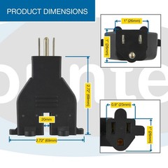 Conntek 30104 U.S. 3-Prong Heavy Duty Dual Outlet Adapter, Black