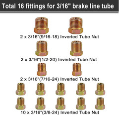 Brake Line Tubing Kit 3/16 & 1/4″ 25Ft Dual Size Copper Coated Alloy Steel Anti-