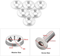 20PCS M6 Engine Bay Dress-Up Fender Washer Bolt Kit Aluminum Set