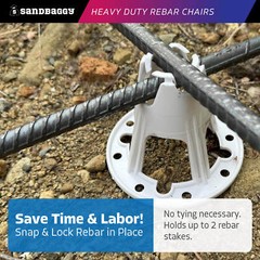 Sandbaggy Plastic Rebar Chairs – Elevates Rebar 2.5″ or 3″ – Rebar #3 to #5