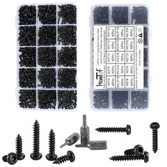 760Pcs Torx Pan Head Self Tapping Screws Kit, Black Carbon Steel, 15 Sizes