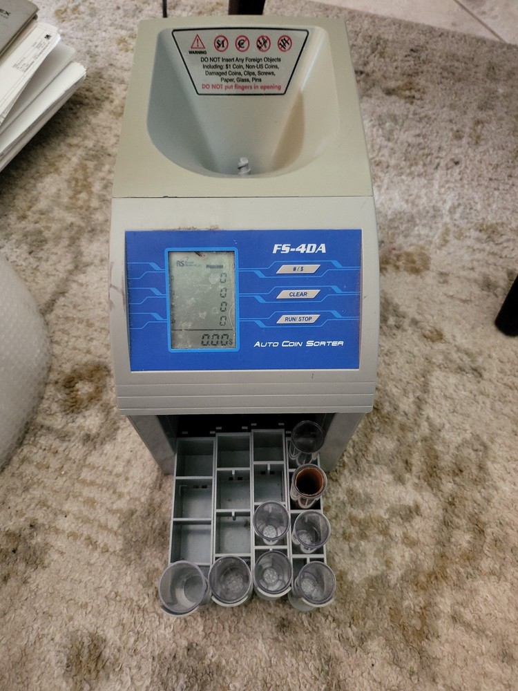 Royal Sovereign Coin Sorter Fast Sort 4-Row Counter FS-4DA Tested & WorkingREAD