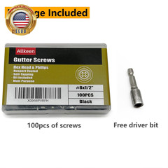 #8 X 1/2″ Gutter Screws Hex Head Self-Tapping Screws Black Ruspert Finish, 100 P
