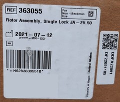 Beckman Coulter JA-25.50 Fixed-Angle Rotor Assembly Single Lock Lid P/N 363055