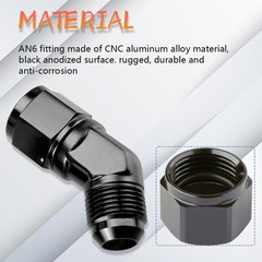 Fitting Adapter, Female to Male 45 Degree Swivel Adapter Fitti Size: AN6-Black