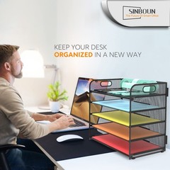 Letter Tray Paper Organizer 5-Tier Desk 13.9″ x 13″ x 2.4″, Black