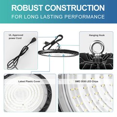 20Pack 200W UFO LED High Bay Light with Hook & Cable for Gym Factory Barn Garage