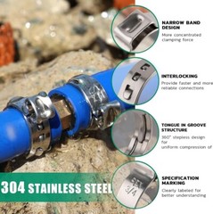 260X Single Ear Hose Clamps 304 Stainless Steel Crimp Hose Clamp Crimp Tools Kit