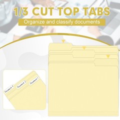 Manila Folders, 30 Pack 1/3 Cut Tab File Folders, Manila Folders