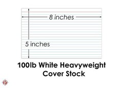 Ruled Index Cards, Heavyweight Thick 100lb Cover, 5 x 8, White, 100 per Pack