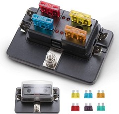 Heavy Duty 4-Way Fuse Block Holder with LED Indicator & 12 Blade Fuses Included