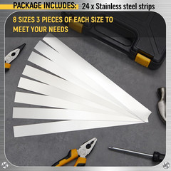 24 Pcs 304 Stainless Steel Strips Metal Shim Stock Assortment 1 Width x 12 Lengt
