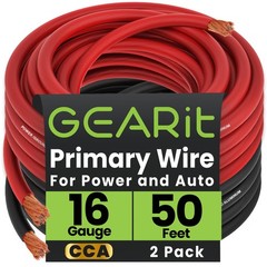 GEARit 16 Gauge Wire (50ft Each – 16 – Black/Red), Black/Red