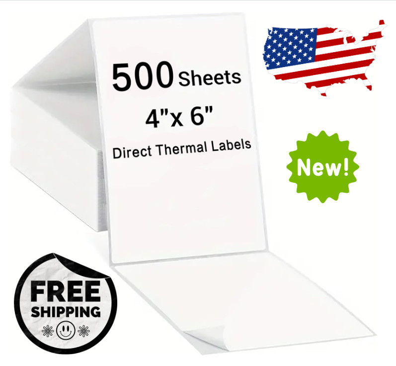 500 4×6 Fanfold Direct Thermal Direct Shipping Labels for Zebra & Rollo Printers