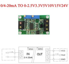 Current to Voltage 0/4-20mA to 0-2.5V3.3V5V10V15V24V Voltage Transmitter Module