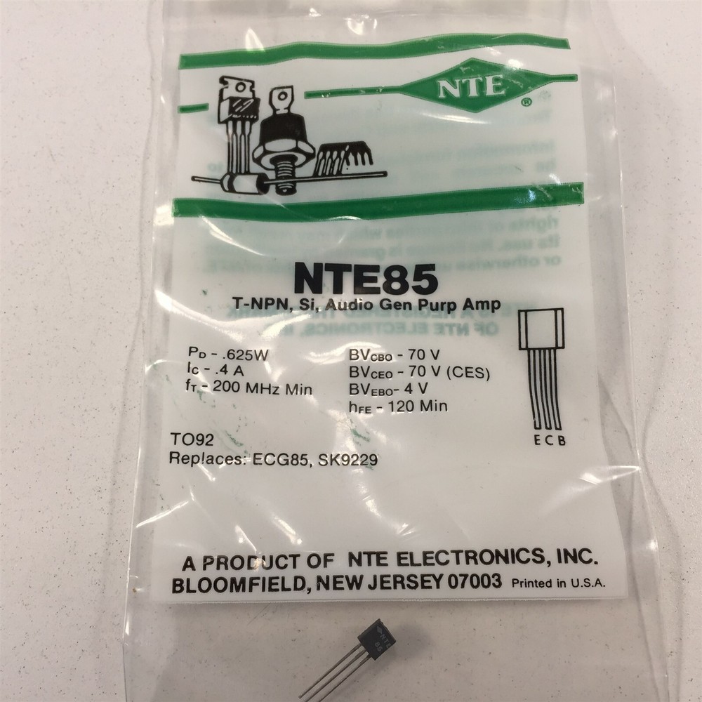 (5) NTE NTE85 Silicon NPN Transistor General Purpose Amplifier – Lot of 5
