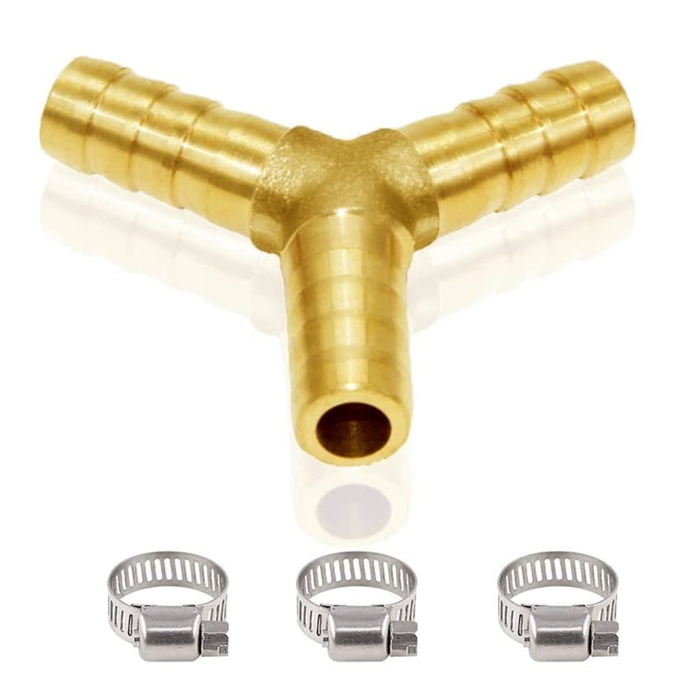 Joywayus 3/8″ Hose Barb Y Shaped 3 Way Union Fitting 3/8 Inch, Brass