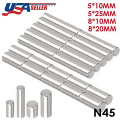 N45 Strong Neodymium Magnet Rare Earth Cylinder Magnets 5*10MM/25MM, 8*10MM/20MM