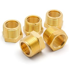 Litoexpe 5Pcs Brass Reducer Hex 3/4″ NPT Male to 1/2″ Female, Gold