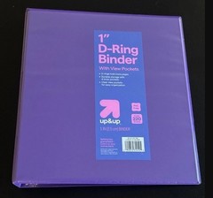 UP&UP – TARGET BRAND – 1 Inch – 3 D Ring – Binder – PURPLE