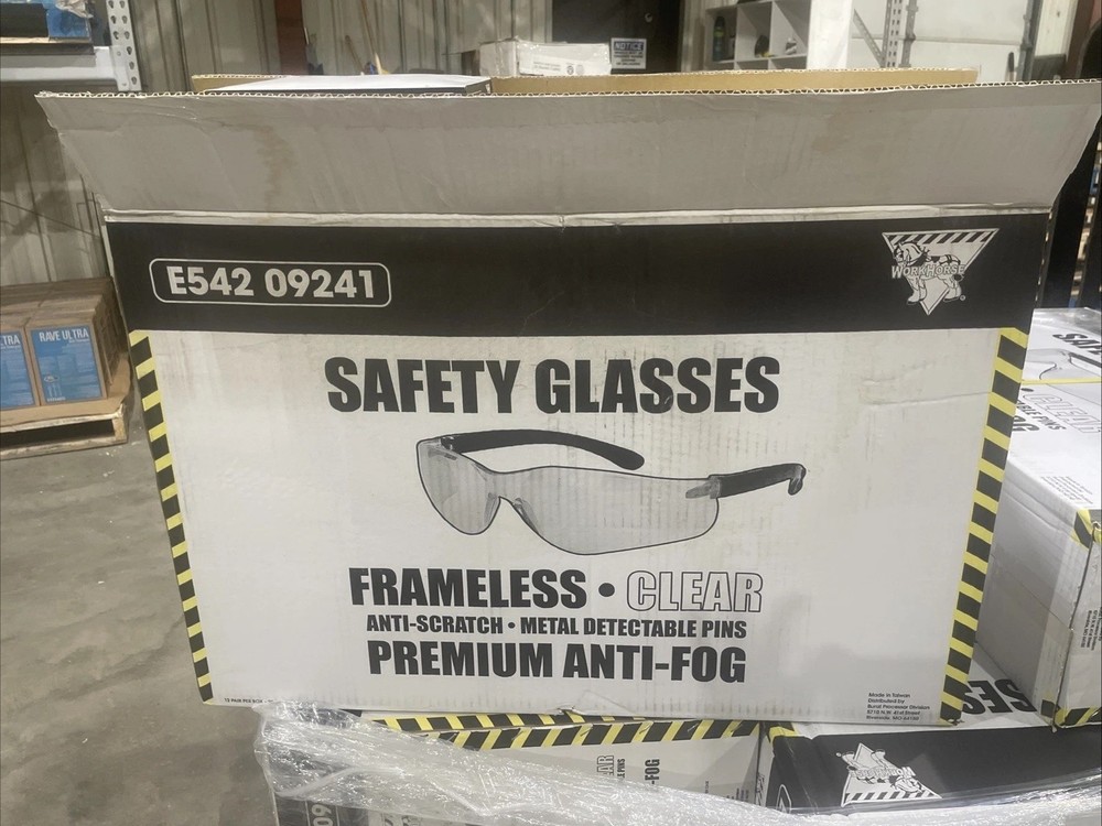 Workhorse Safety Glasses Lot – 300Pairs – Frameless Anti-Scratch Anti-Fog – E542