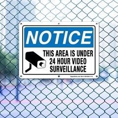SIGNOGRAFX Private Property Under 24 Hours Video Surveillance 10×14 inches Sign