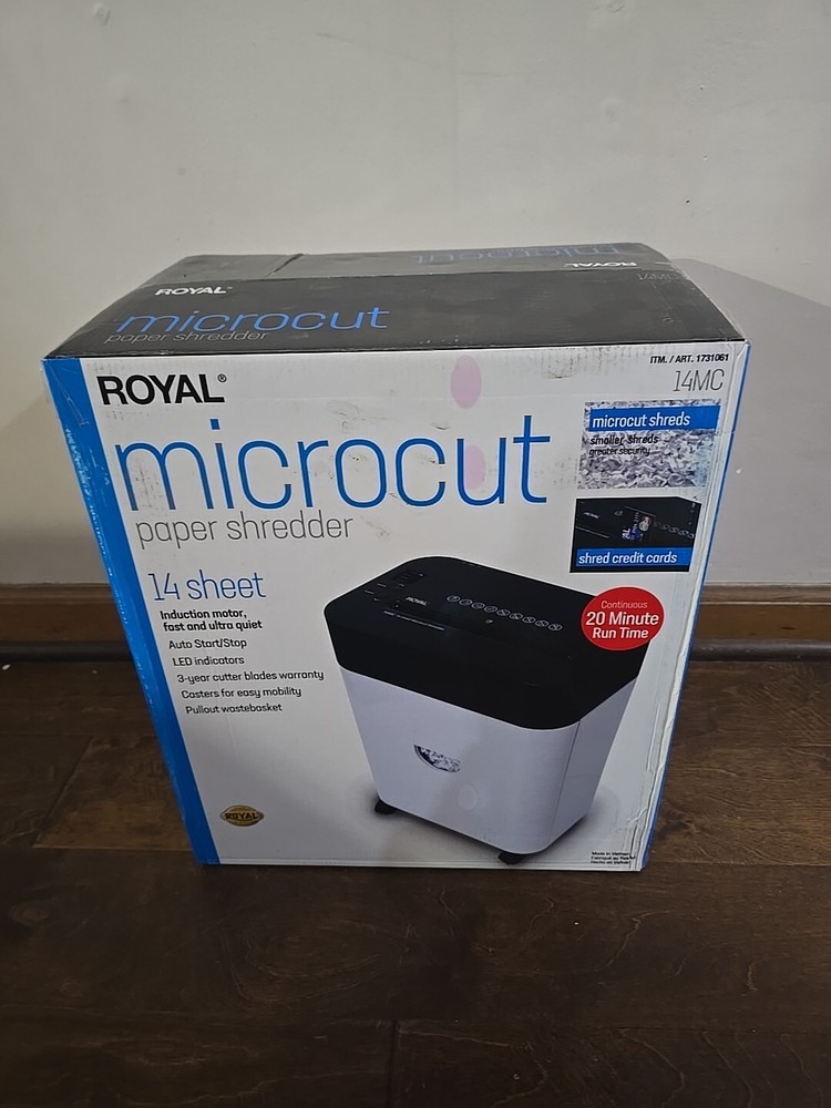 NEW!! ROYAL Microcut Paper Shredder 14 Sheet, Casters, Auto Start/Stop