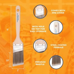 3-Pack – 2″ Angle Brushes for All Latex and Oil Paints & Stains