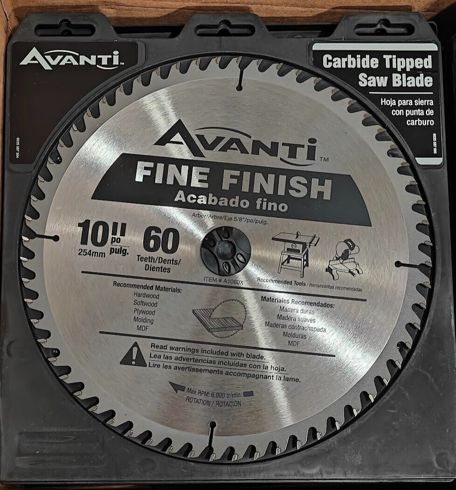 Avanti A1060X 10″ 60 Teeth Fine Finish Saw Blade Carbide Tipped BRAND NEW RETAIL