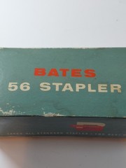 Vintage Bates 56 Desk Stapler Grey with Original Box & Swingline Staples USA