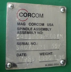 CORCOM MAG CARRIER SPINDLE K-411323R6081M, W/ GE MOTOR 5KAF286DL200AV, 30 HP