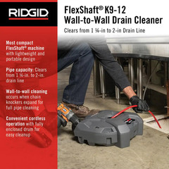 K9-12 Flexshaft Wall-To-Wall Drain Cleaner, 1/4 In. X 30 Ft. Cleans 1-1/4 In. to