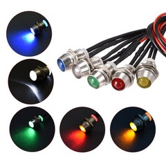 10Pcs LED Indicator Light AC/DC 24V 8mm Panel Mount Metal Shell