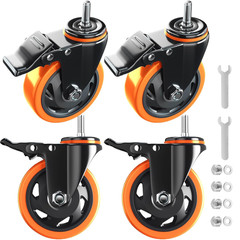 Stem Caster Wheels 4 Inch Heavy Duty Threaded Stem Mount Casters Set of 4 With
