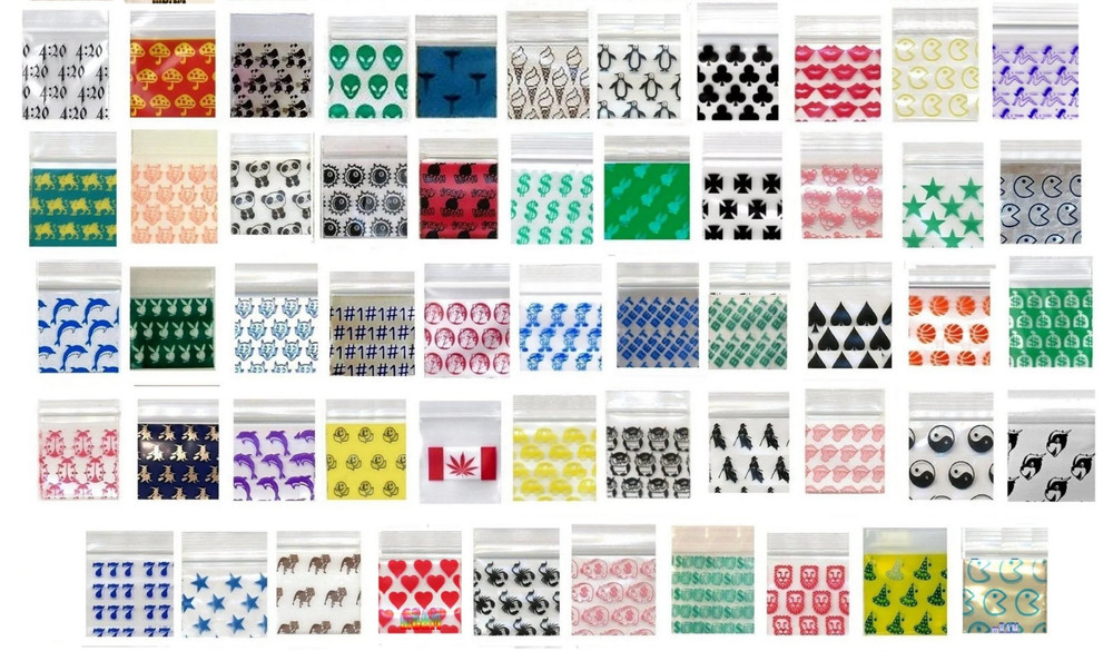 50,000 Apple Baggies 1”x1” Premium Random Mix, 5+ Styles, (50 packs of 1000)