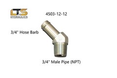 3/4″ Beaded Hose Barb x 3/4″ Male Pipe NPT 45° Steel Adapter 4503-12-12