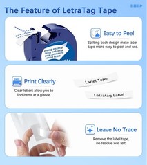 Compatible Dymo LetraTag Refill 91331 White Plastic Label Tape 12mm 1/2 LT-100H