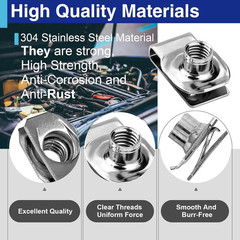 20 Pack 5/16-18 Extruded U-Nuts 304 Stainless Steel U Clip Car Clips Fasteners