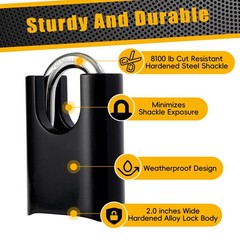 DELSWIN 4-Digit Combination Lock Outdoor Padlock – 1 Piece, Obsidian Black