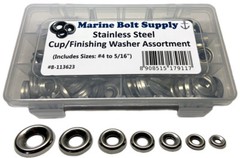Stainless Steel Finishing Cup Washer Assortment Kit (Sizes #4 to 5/16″)
